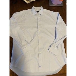 David Donahue Shirt Shirt Mens 17 34/35 Blue Long Sleeve Formal Cotton